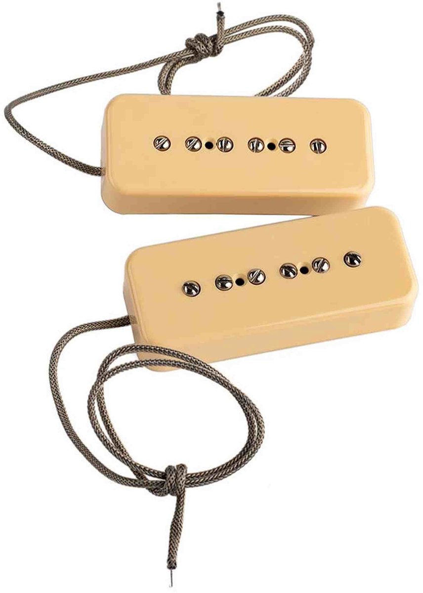 Lollar 10301-111513 Set Van Twee P-90 Soapbar Single Coil Pickups - hals en brug, creme