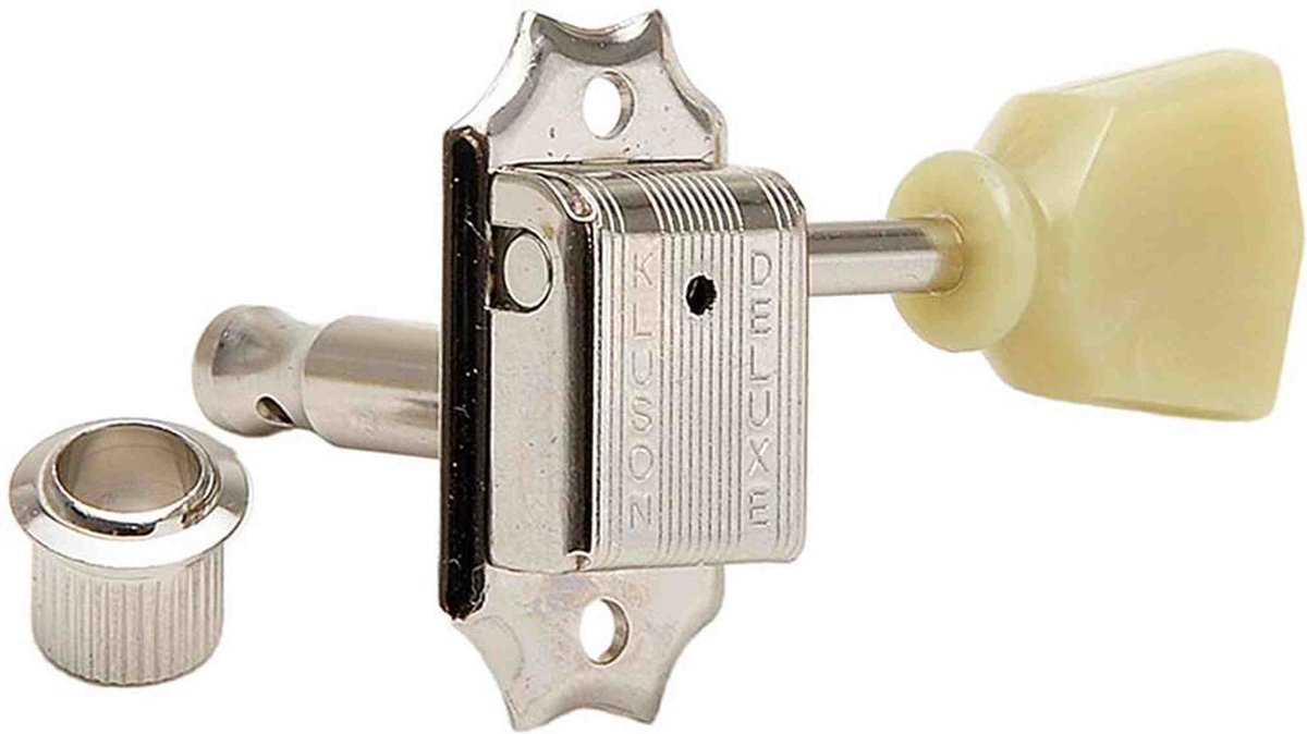 Kluson MC33N Stemmechanieken voor gitaar Double Line, 3x links + 3x rechts met tulip knoppen, nikkel