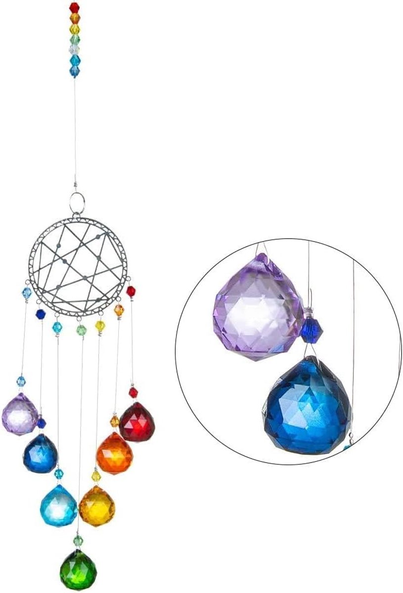 Zonnevangers kristallen raam opknoping ornament regenboog zonnevanger opknoping met ketting hanger ornament voor huis tuin decoratie