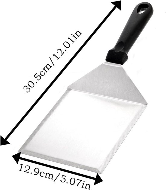 bakplaat spatel, brede hamburger spatel, zware hamburger turner voor grillen, barbecue, platte bovenkant grill — afbeelding 5
