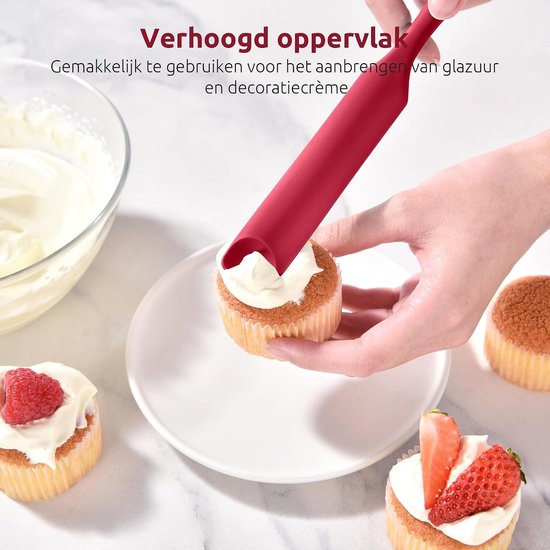 Jar Spatula, Voedselveilig Kleine Siliconen Spatel (Rood) - Flexibele Lepelvormige Punt en Stevige Kern voor het Mengen,Schrapen en Smeren van Zuurdesemstarter Pindakaas Jam en Slagroom van jar — afbeelding 5