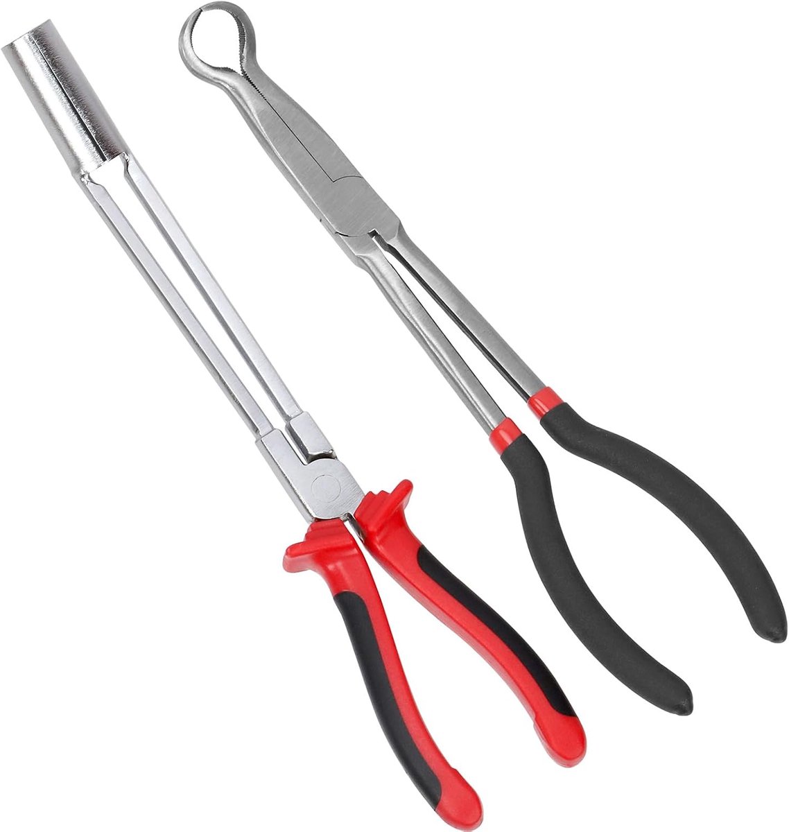 2 stuks bougiedraadverwijderingsgereedschapsset, bevat 1 stuks huls type bougie draadtangen en 1 bougie boot verwijderingstang, koolstofstalen huls type en ronde bougietang