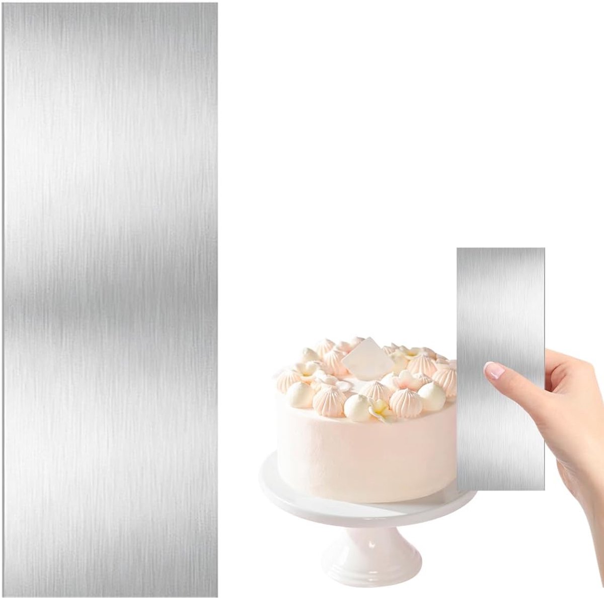 Taartschraper, Zilveren Taartschraper, Roestvrijstalen Taartschraper | 21.9×7.8cm Taartspatel Taartschraper, Gladde Schraper Taartdecoratie, voor Glazuur, Mousse, Cake, Botercrème Taartdecoratie