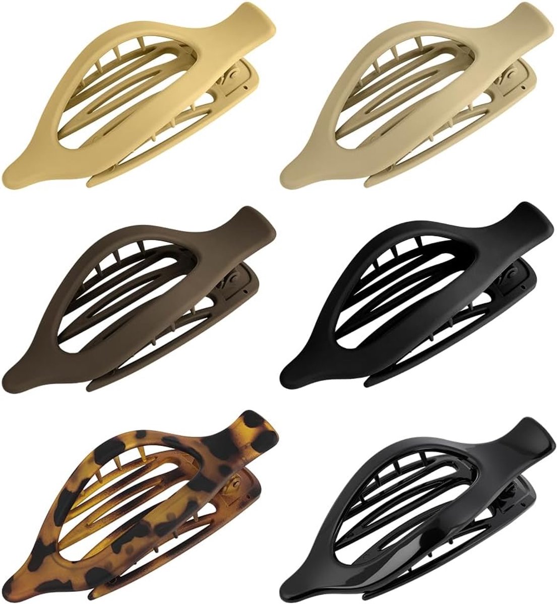 Platte haarclips voor dames, 6 kleuren, Franse antislip haarspelden, sterke grip, platte klemclip, haarspeld, plat voor dagelijks gebruik, sport, autorijden, ovaal design (C)