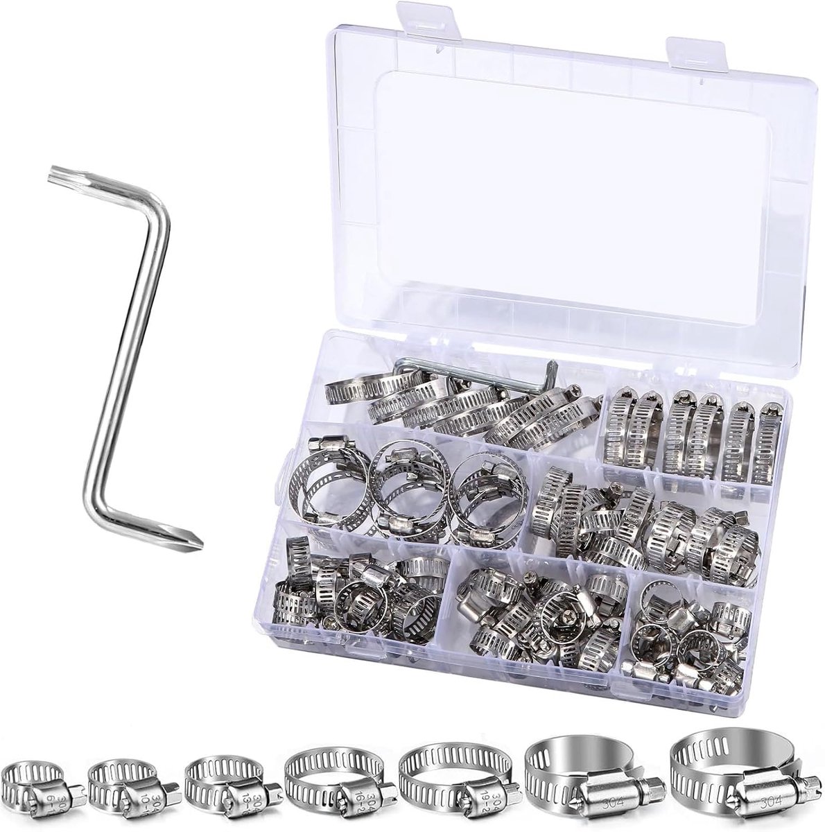 set van 101 stuks, 8-44 mm, binnen en buiten volledig van 304 roestvrij staal, sterke bescherming tegen roest
