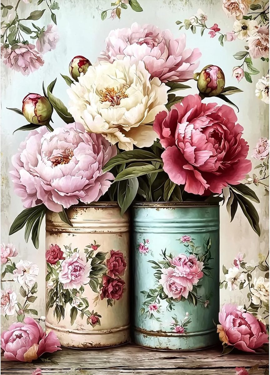 Diamantschilderijkits voor volwassenen, 5D pioenroos diamant kunstkits doe-het-zelf volledige boor bloemen kristal knutselset voor beginners, edelsteen kruissteek thuis slaapkamer muurdecoratie