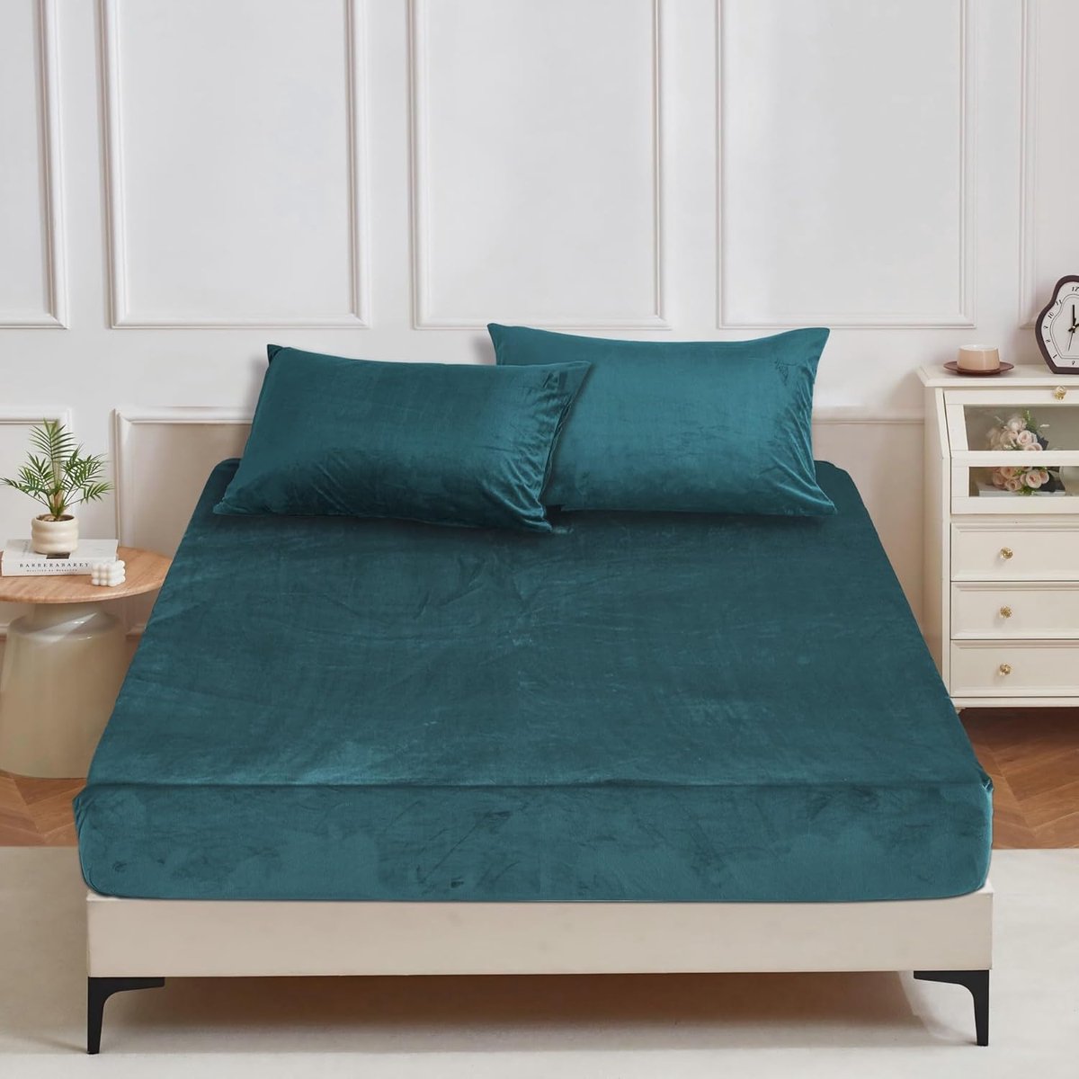Pluche Hoeslaken 180x200cm Petrol Warm Behaaglijk Fleece Beddenlaken 180x200cm Zacht Knuffel Fluweel Pluizig Hoeslaken Boxspringbed Geschikt voor 30cm Matras