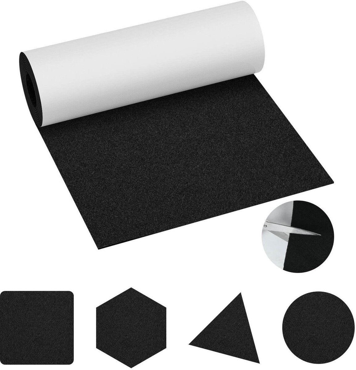 zelfklevend, 2 rollen zelfklevend vilt per meter, 100 cm x 150 cm, viltmat, chemische vezelvilt, op maat te snijden voor doe-het-zelf zelfklevende viltplaten, 2,5 mm dik, zwart