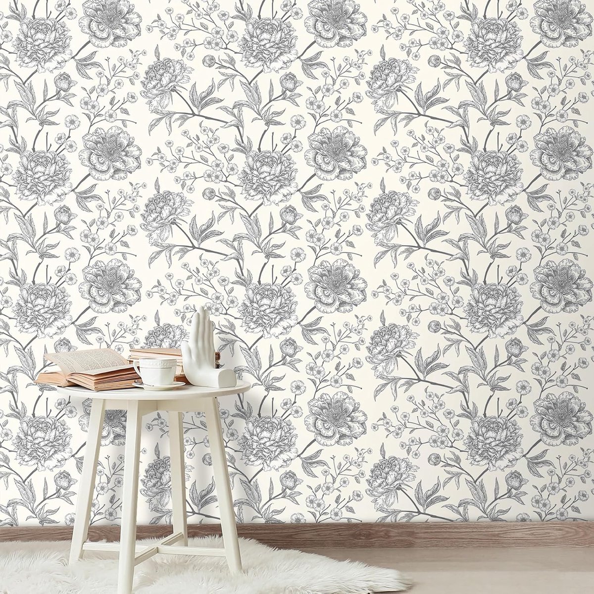 Meubelfolie zelfklevend beige mat bloemen 44,5 x 900 cm folie voor meubels beige behang slaapkamer bloemen plakfolie meubels bloemenpatroon waterdicht wandbehang zelfklevend behang kastfolie