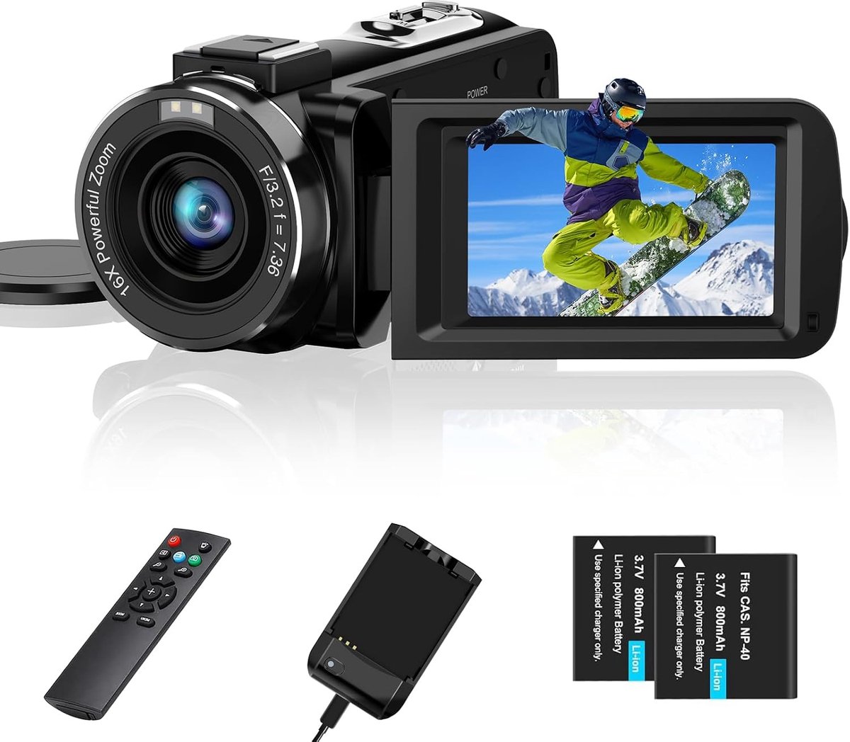 2,7K camcorder 36MP 16X digitale zoom IR-nachtzicht 3,0 '' aanraking met het IPS-scherm webcam camera voor YouTube Tiktok