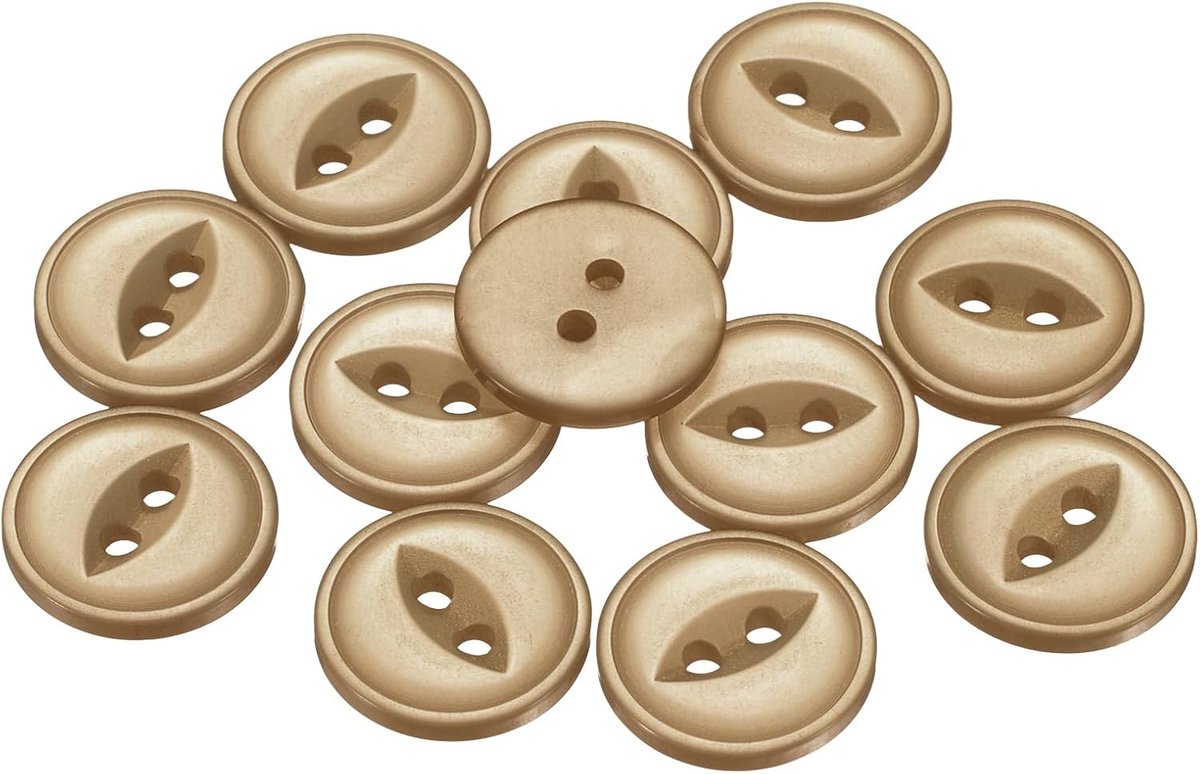 Knopen, bruin, 12 stuks, 15 mm, ronde harsknopen, 2 gaten, kunststof knopen om te naaien, knutselknopen voor broeken, jurken, rokken, blouses, overhemden, pak, jeans, doe-het-zelf handwerk