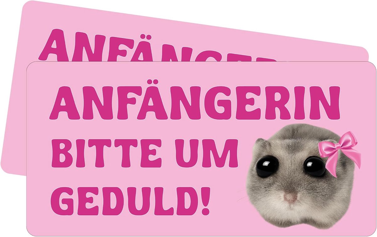 Nieuwe bestuurder, wees aardig autosticker – 14x7cm set van 2 Nieuwe bestuurder sticker Houd afstand nieuwe bestuurder auto sticker Grappige hamster (Nederlands)