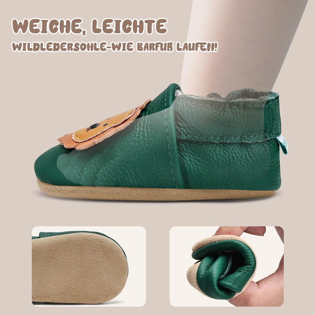 Babyschoenen voor baby's om te leren lopen, voor jongens en meisjes, zacht leer, antislip