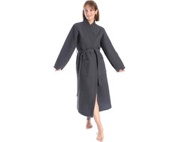 nottoc Badjas, 100% katoen, wafelstof, reisbadjas voor dames en heren, zacht, absorberend en licht, spa, badjassen