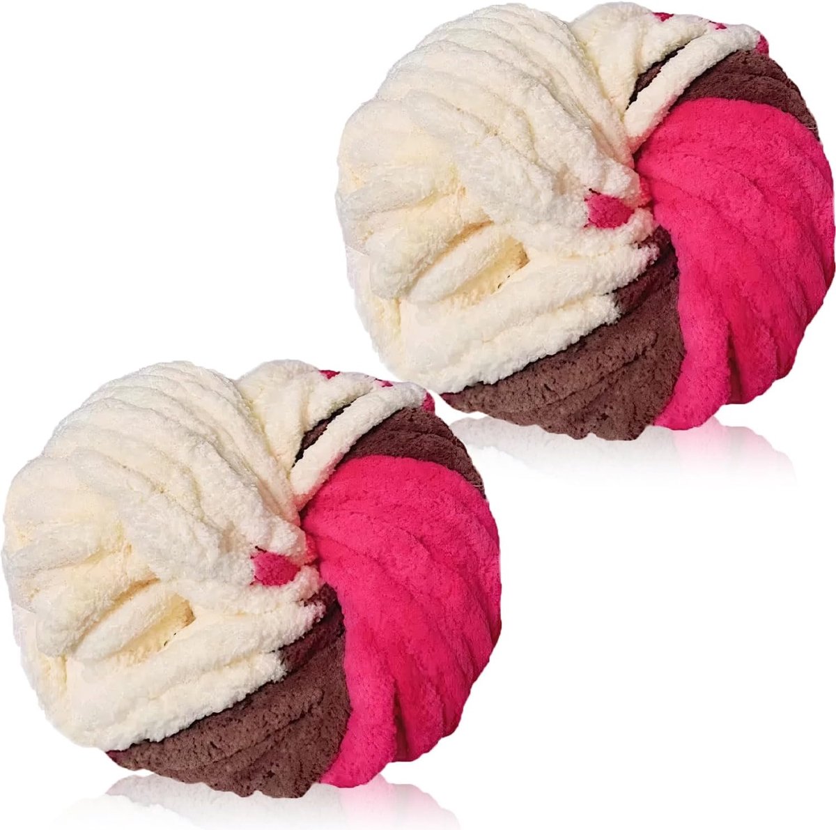 breiwol 250 g × 2, chenille-garen voor haken en breien, grof garen om te haken, dikke wol voor deken, kussen, huisdierbedden, tassen, hoeden, sjaals