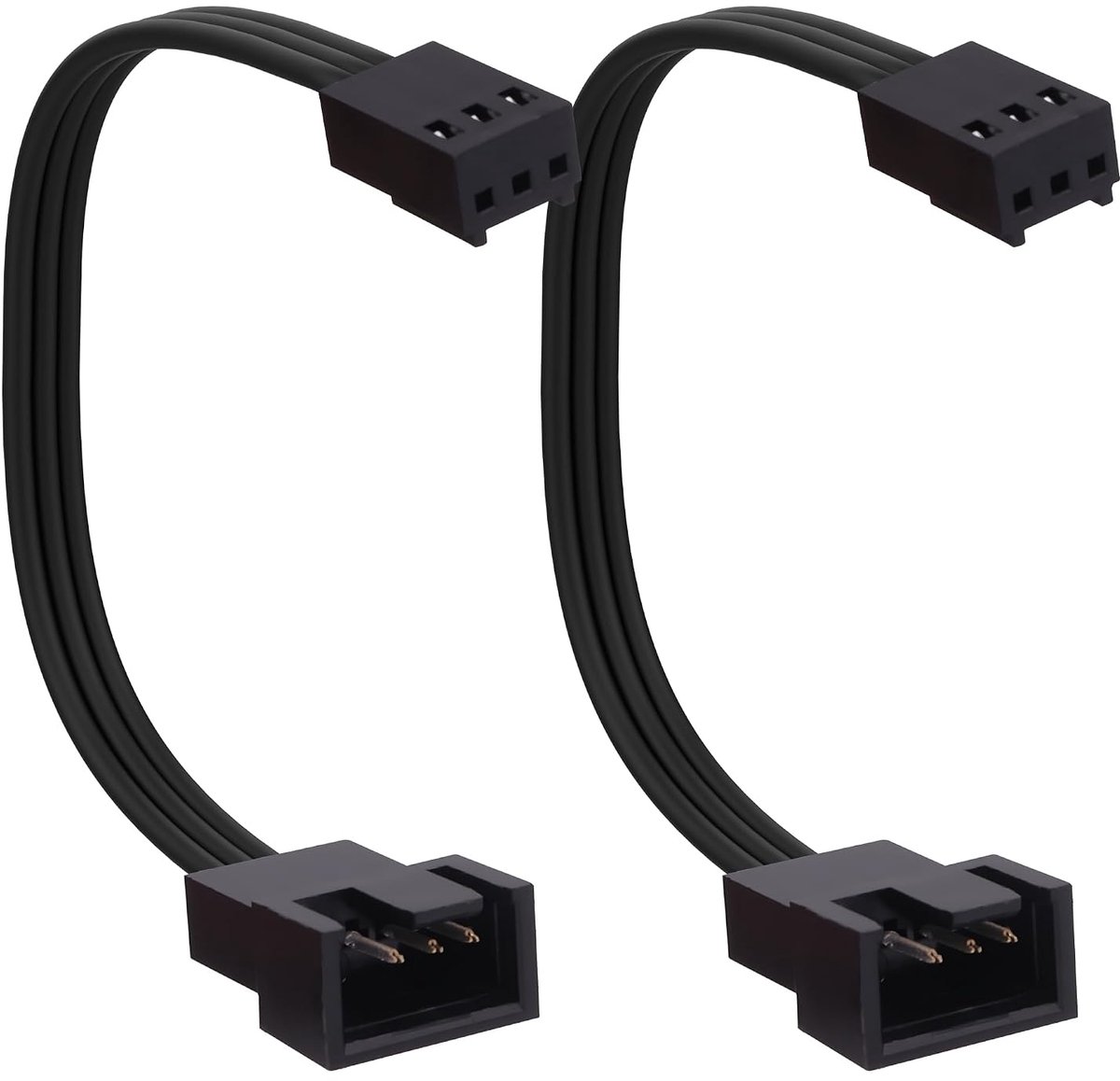 Set van 2 PWN-adapterkabels met standaard 3-polige 3-naar-4-pins voor temperatuurbeheersing en koeling van PC CPU moederbord - Molex-uitbreidingskabel voor computer