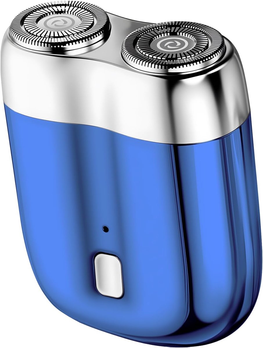 Draagbaar mini-scheerapparaat, elektrisch capsulescheerapparaat, uniseks, draadloos roterend scheerapparaat met 7000 rpm, krachtig mini-scheerapparaat voor op reis, blauw