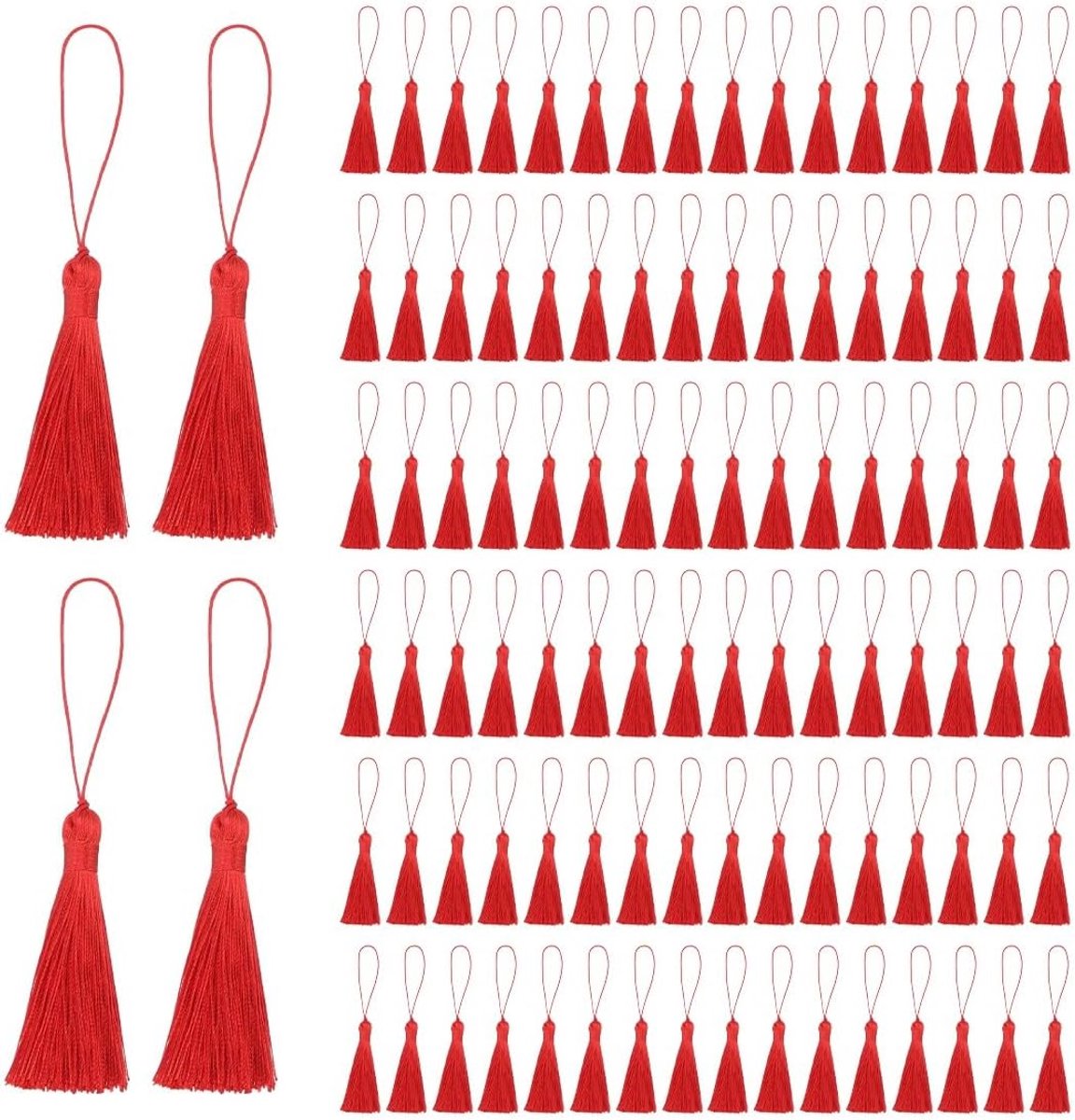 Kwastjes, souvenir kwastjes, handgemaakte kwasthangers, kunsthandwerk, kwastjes met koord, voor bladwijzers, uitnodigingskaarten, sleutels, knutseldesign, rood