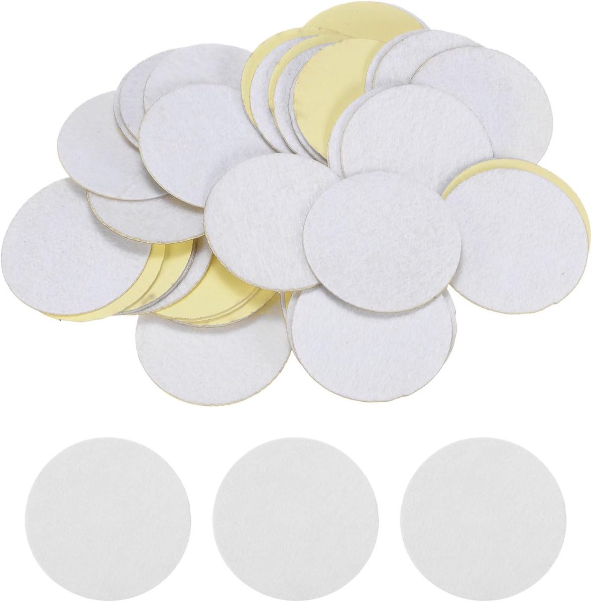 48 stuks ronde zelfklevende viltcirkels, 50 mm 50 mm 5 cm, voorgesneden vilten stickers van vliesstof voor doe-het-zelf naai- en knutselprojecten, wit