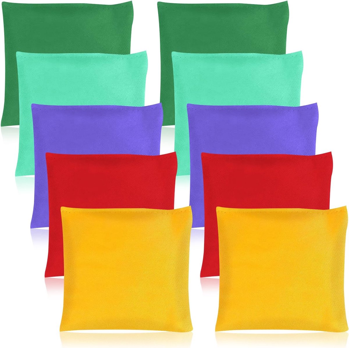 10 stuks cornhole zakken, kleurrijke bean bags, werpzakjes, gooispel, set voor kinderen, zitzak gooien, gooispel, kleurrijke zitzak voor buiten, tuin, jonglierspel (10 x 10 cm)