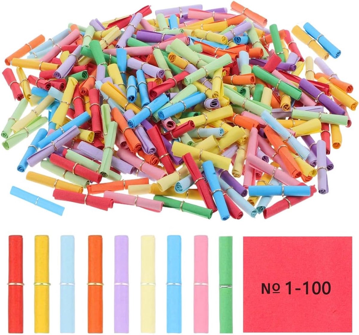 Tombola-set, 100 stuks, genummerd, 1-100, losse treffers, losse tombola met cijfers, kleurrijk gemengd, windeloos genummerd voor festivals, jaarlijkse tombola, clubfeest