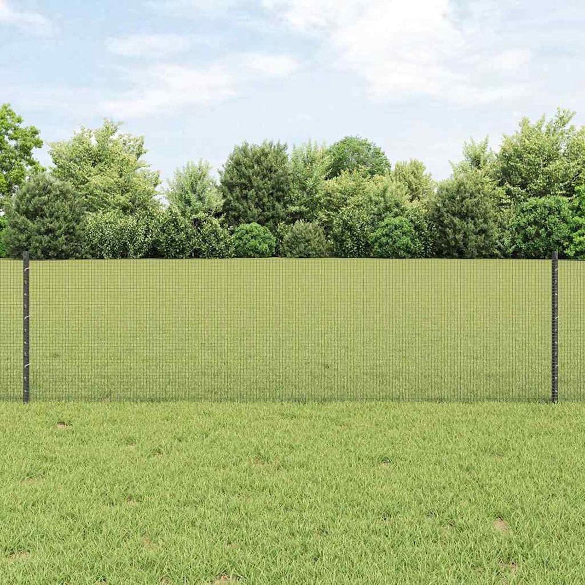 Gelaste draadomheining met 11 U-palen, grijs, 0,6 x 25 m staal, tuinhek, draadomheining voor hekken, groentebedden, kippenren, weideperceel, 3336589