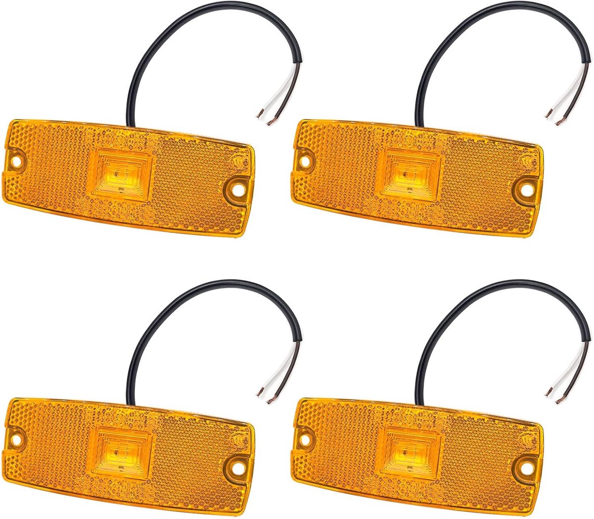 4 x zijmarkeringslicht led 12v 24v, gele begrenzingslichten, oranje positielichten aan de zijkant voor vrachtwagens, aanhangers, caravans, inclusief schroeven