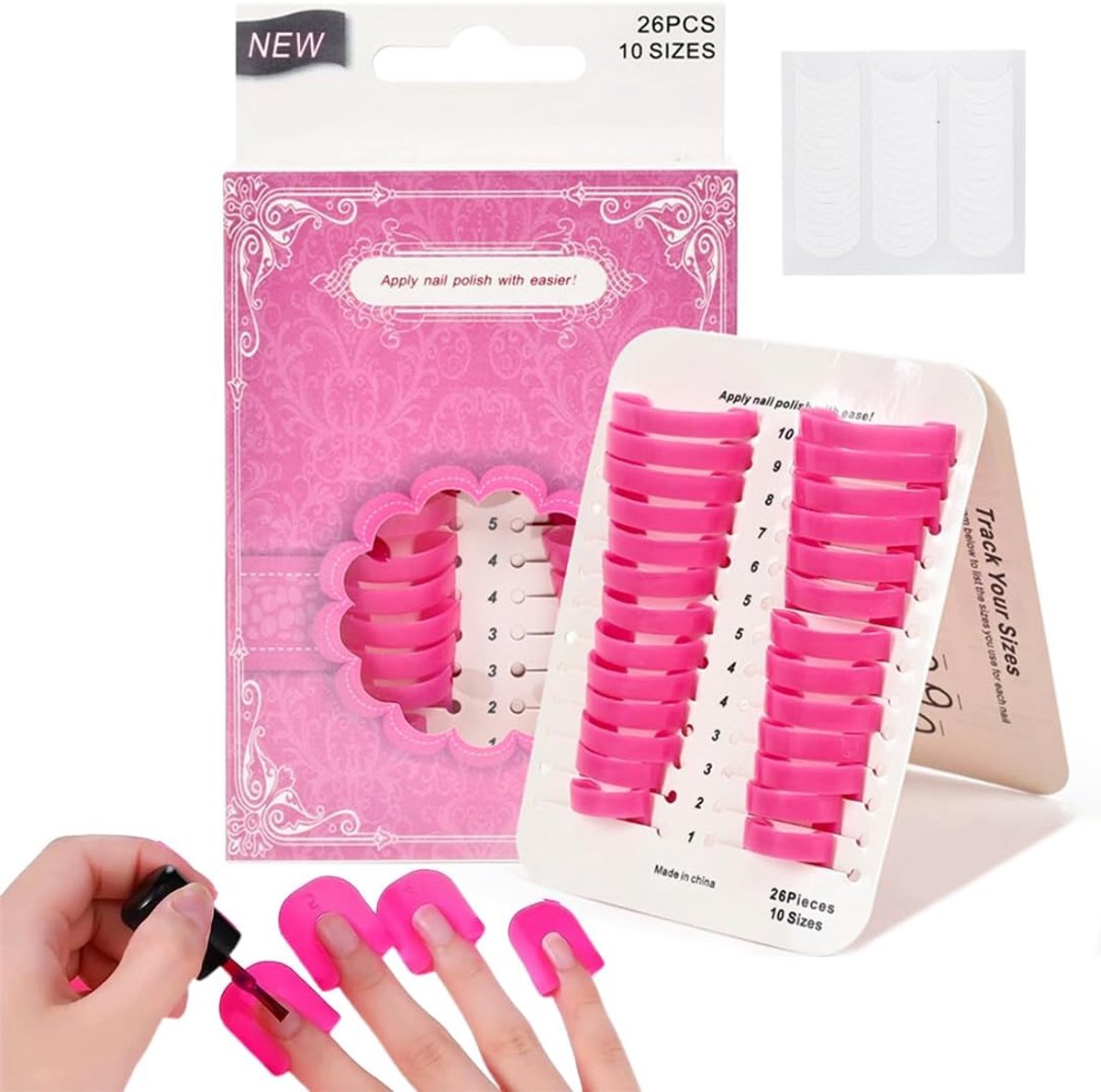 52-delige nagellaksjablonen, nagellaksjablonen, herbruikbare nagelrandbeschermingsset, nagellakbescherming, nagelsjablonen, essentiële manicure-gereedschapaccessoires (10 maten).