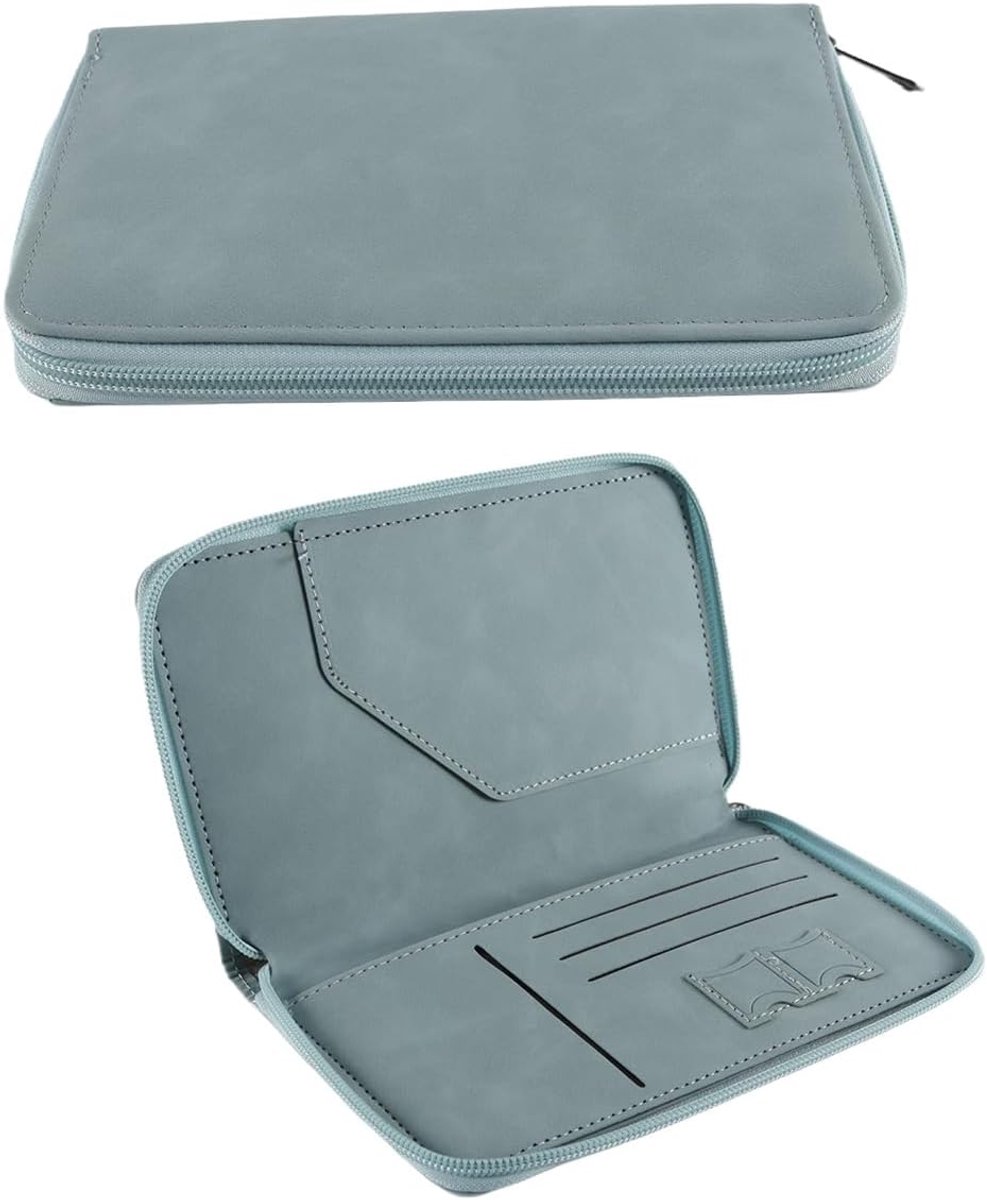 PU leren paspoorthouder reisportemonnee - RFID-blokkerende organizer voor paspoort, tickets, ID en creditcards (unisex: dames en heren) (blauw)