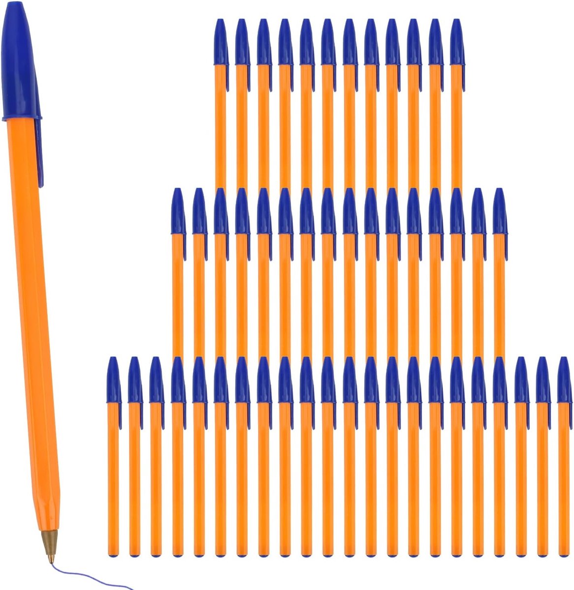 50 stuks, super duurzaam, drukbalpen, balpen, kuli, set, pen voor eenvoudig en zacht schrijven, voor kantoor, bedrijf, school en thuis, schrijfkleur (blauw)
