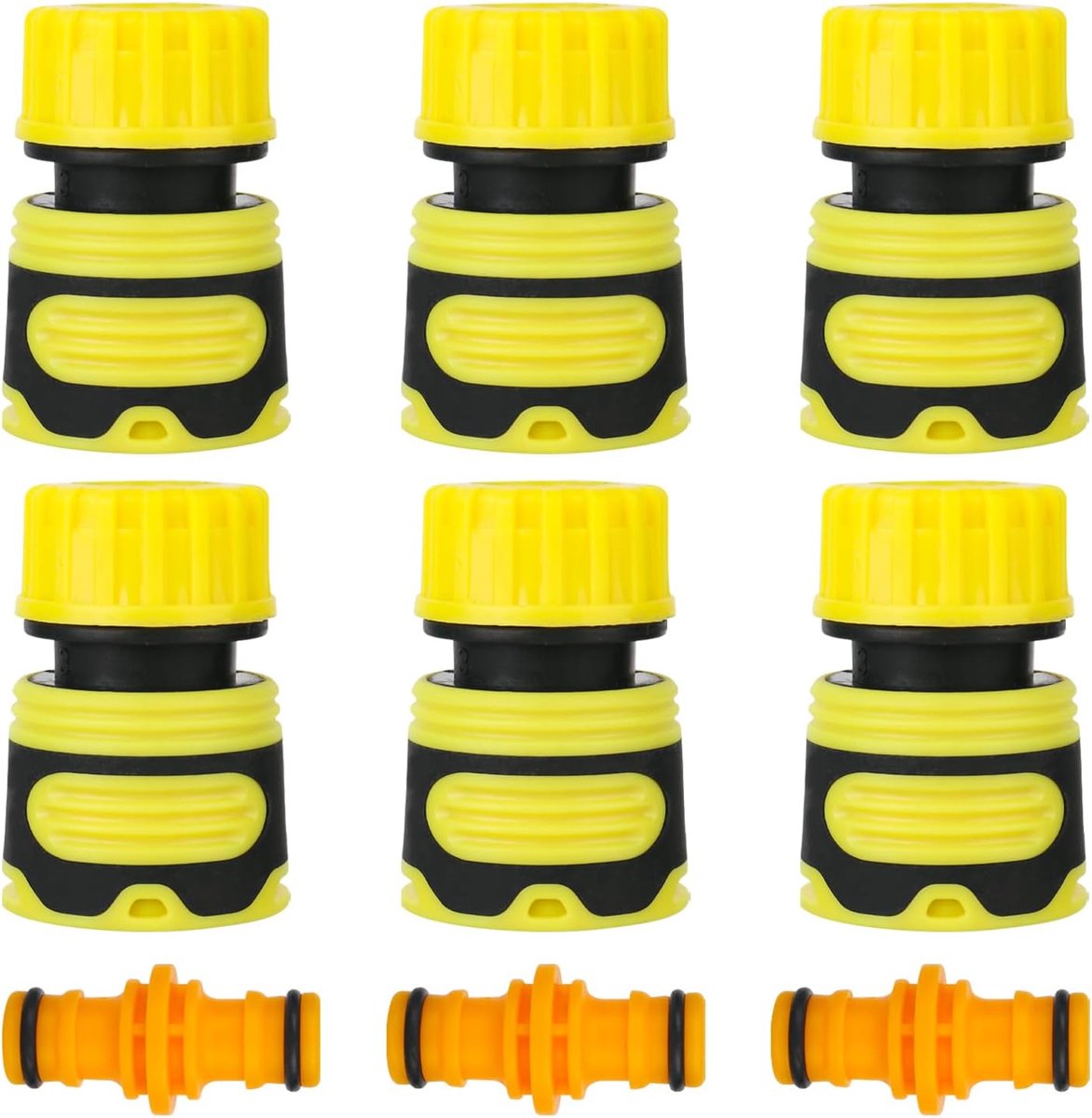6 stuks slangverbinders, 1/2 inch + 3 stuks dubbele stekker slangaansluiting, slangkoppeling voor slangverlenging, slangaansluiting 13 mm, voor familie en tuin