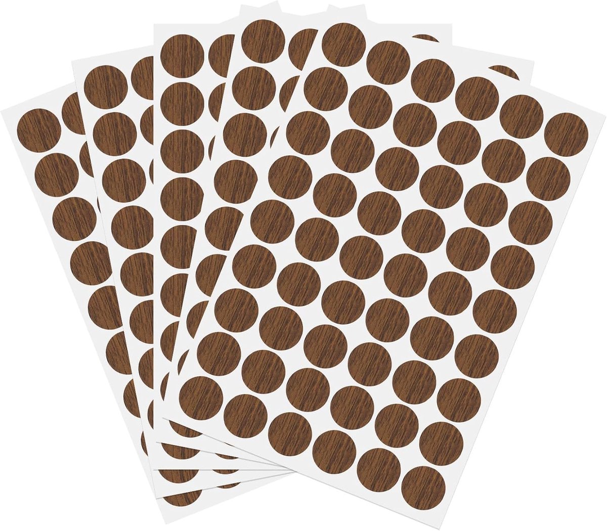 270 stuks schroefgatstickers, 5 vellen zelfklevende waterdichte PVC-houtnerfsticker voor schroefgaten, wandkasten, bureaureparatie, licht walnoot, 21 mm/0,83 inch