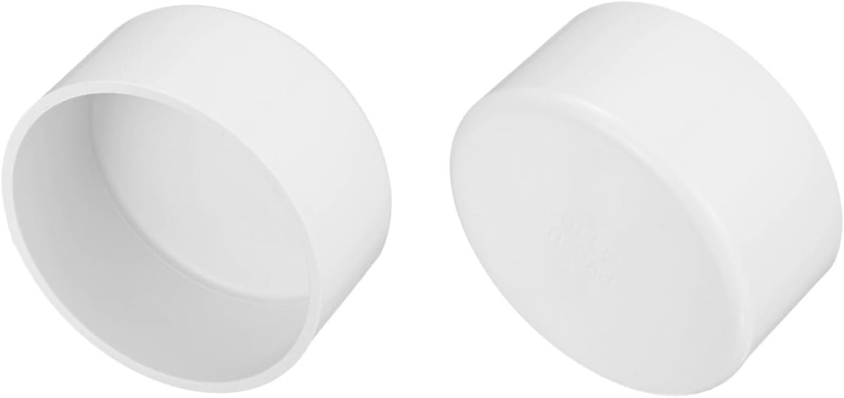 METERXITY Set van 2 PVC-buiseindkapjes, 10,5 cm meubelkwaliteit PVC buiseindkap plug voor doe-het-zelf tuinsteunstructuur [wit]