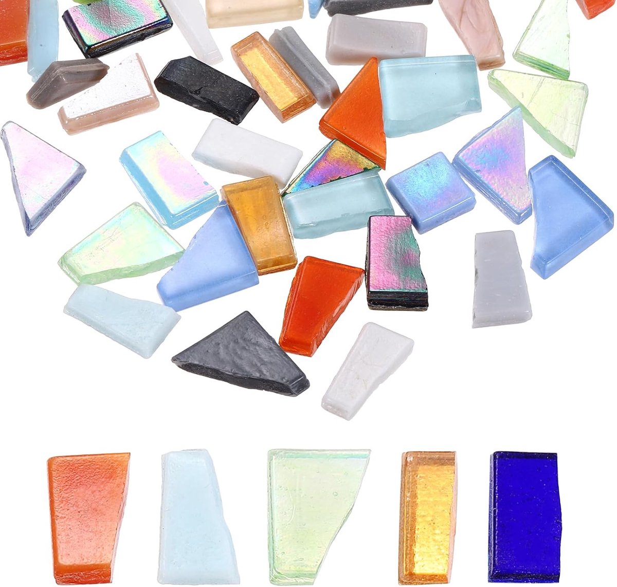 Mozaïektegels, 100 g, onregelmatig gekleurd glas, bladeren, gebroken mozaïek, tegels, accessoires, kit bulk voor doe-het-zelf kunsthandwerk, gemengde kleuren