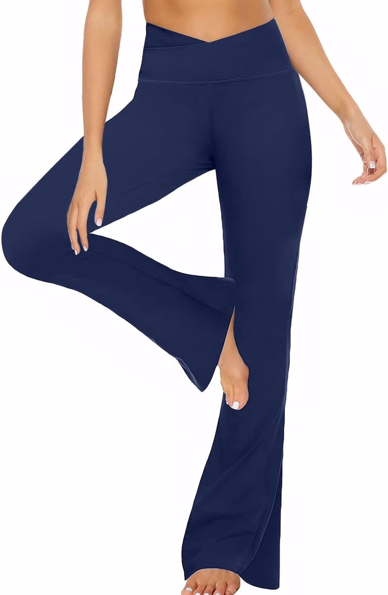 Yogabroek voor dames, hoge taille, booucut, slagbroek, ondoorzichtig, lange bootlegging, sportbroek, bootcut, joggingbroek, jazzpants, fitnessbroek voor sport, yoga, dans
