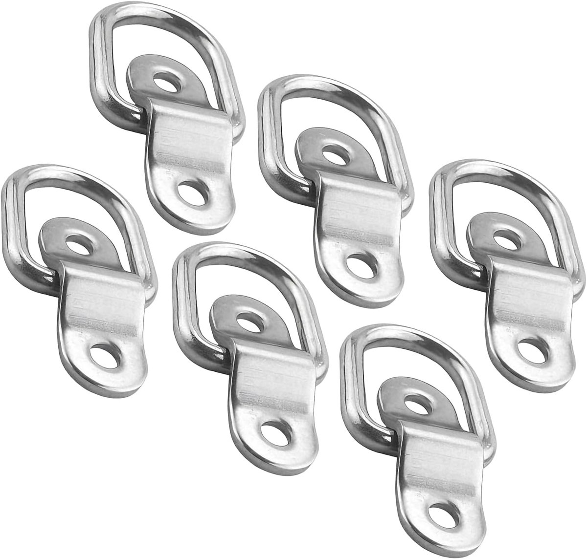 Set van 6 D-ringen, zware haakbelasting, ankeraanhangwagen, roestvrij staal, vastbinden D-ringen, bestelwagenhaken voor vrachtwagen, aanhangwagen, boot, vrachtcontrole en opbouwmontage
