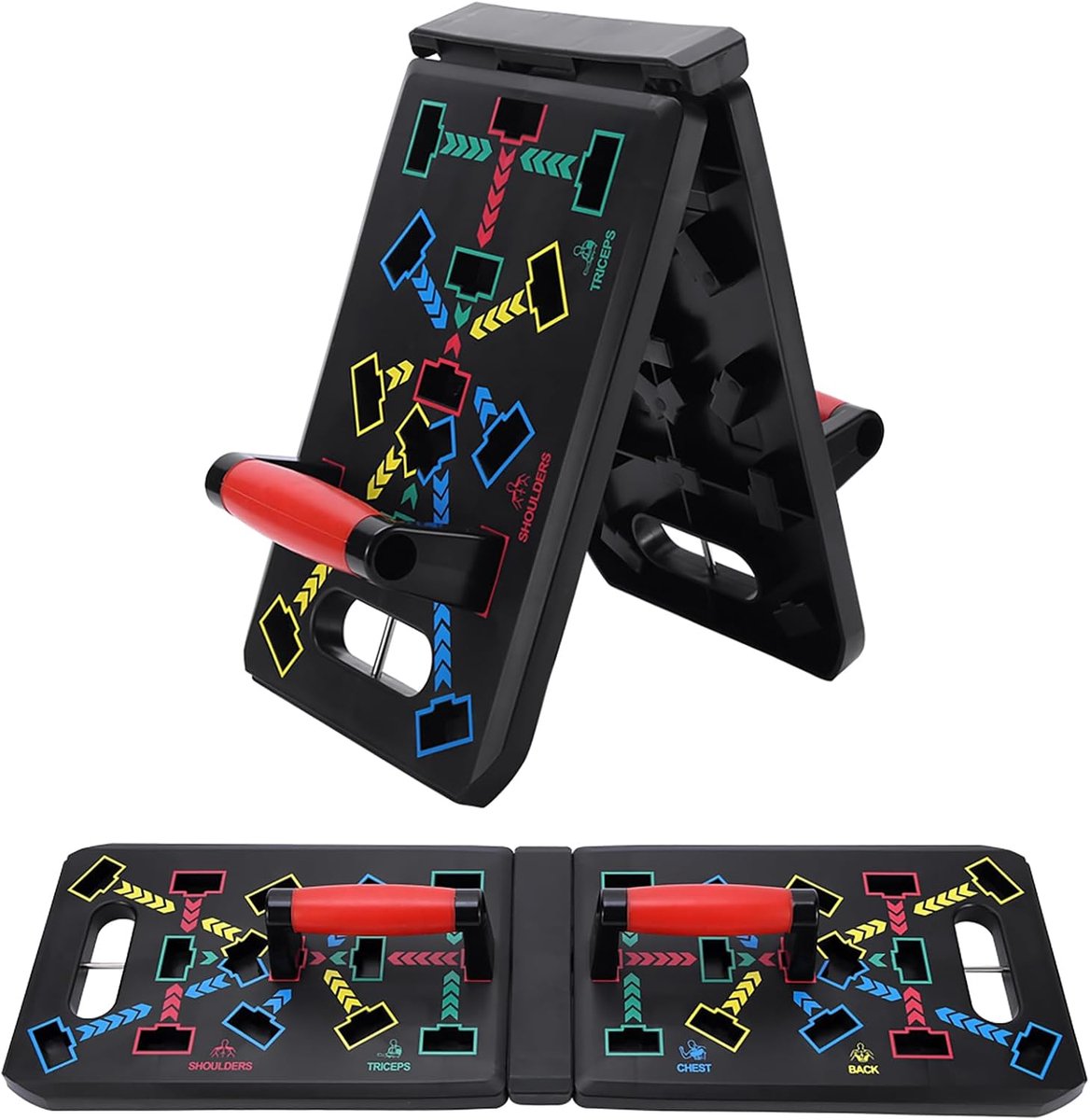 15-in-1 opvouwbaar multifunctioneel push-up-rack board - draagbare fitness-trainingsuitrusting voor thuis, kantoor en reizen, verstelbare handgrepen voor een volledige work-out