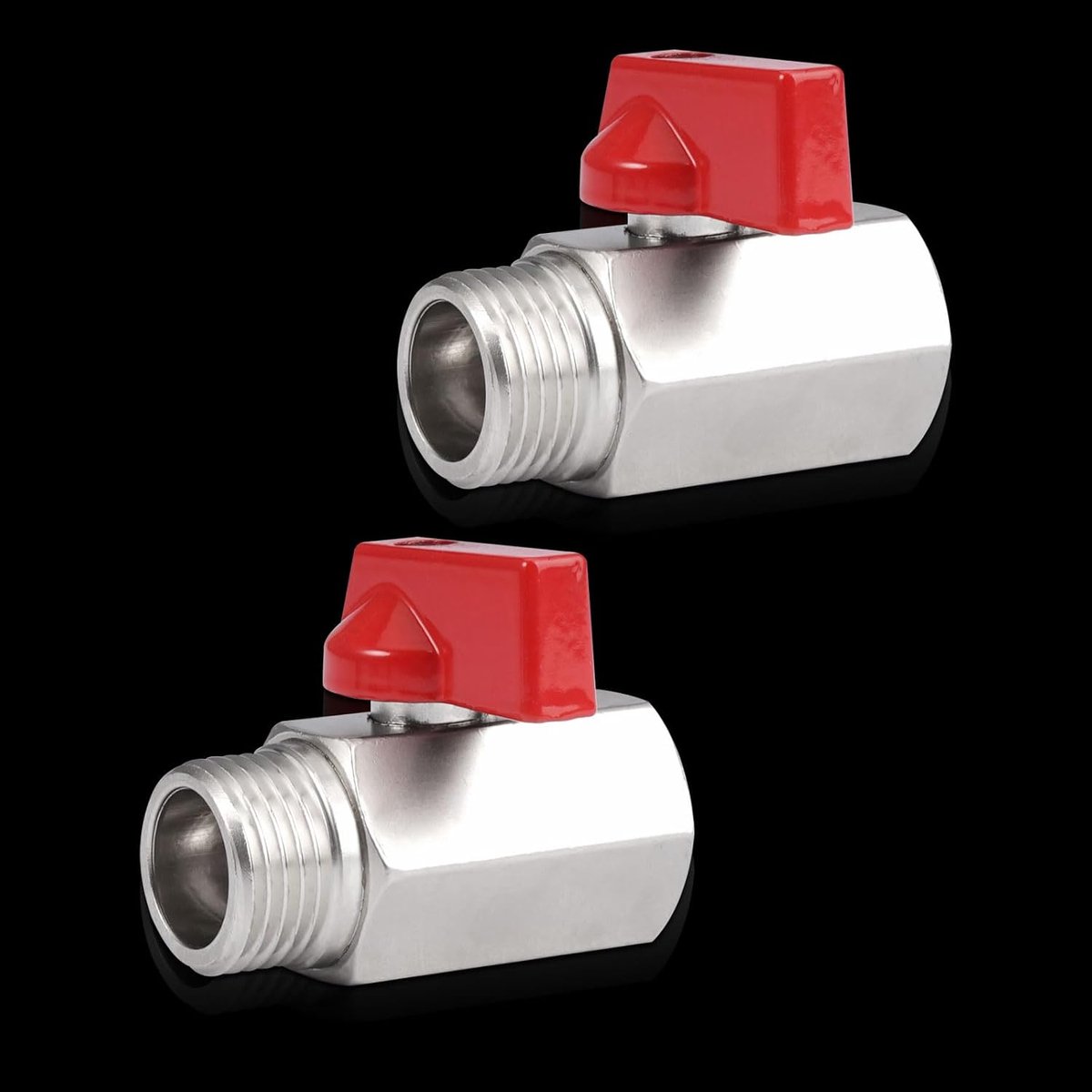 2 Stuks Afsluiter 1/2, Mini Messing Kogelkraan G1/2“ (ø19, 5mm) | X G1/2” (ø20, 3mm) Mannelijk, Roestvrijstalen Kogelkraan DN15 Draadaansluiting