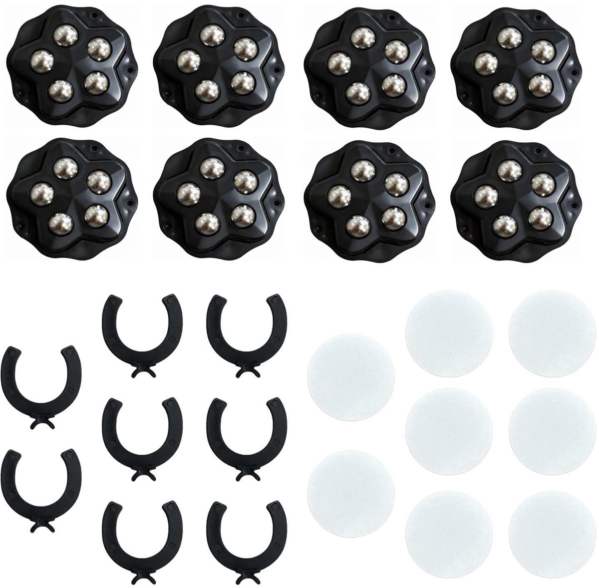 8 stuks platte kogelwielen voor meubels, 360° draaibaar, zelfklevend, zware belasting,voor meubels, opbergdozen, kleine apparaten, afvalbakken