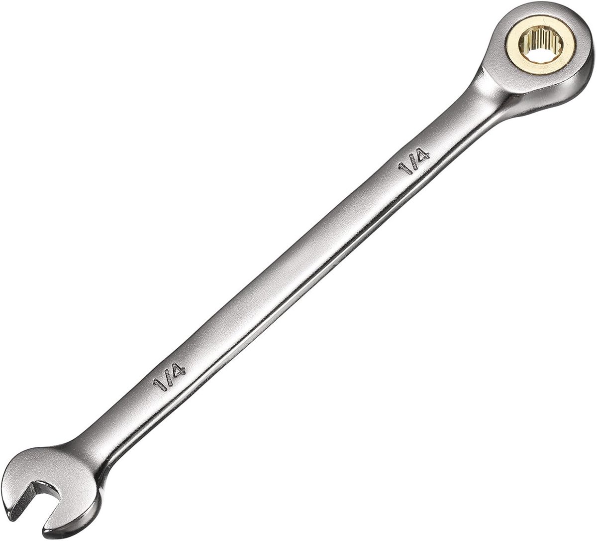 Ratelsleutel, 1/4 inch, 12 bits, 72 tanden, open, 1/4 inch, Cr-V-staal, zwart, vernikkeld, voor reparatie van huis, auto