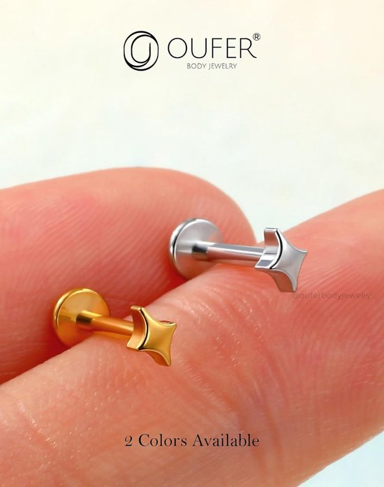 Body Piercing Labret Jewellery Titanium Labret Stud 16G/18G 6/8mm Threadless Lip Tragus Conch Earring Push in Helix Medusa Monroe Stud Cartilage Lobe Flat back Earring — afbeelding 5
