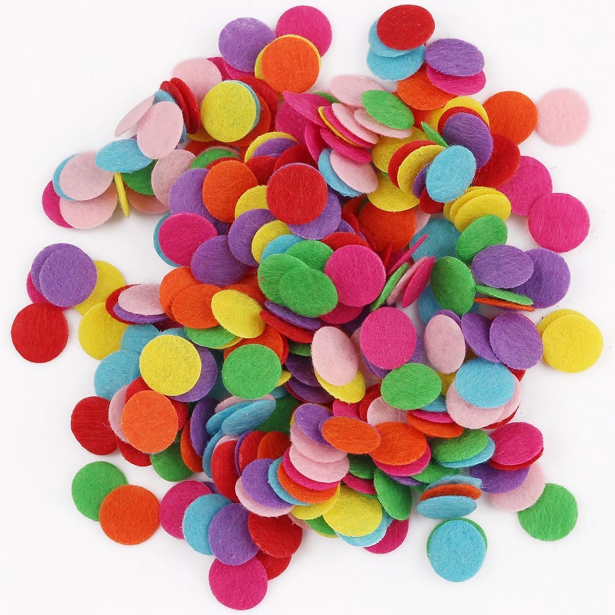 500 stuks ronde viltcirkels, 25 mm, vilten knutselpads, vervangende navulpads, gekleurde vliesschijven voor doe-het-zelf naai- en knutselprojecten, knutselaccessoires, gemengde kleuren