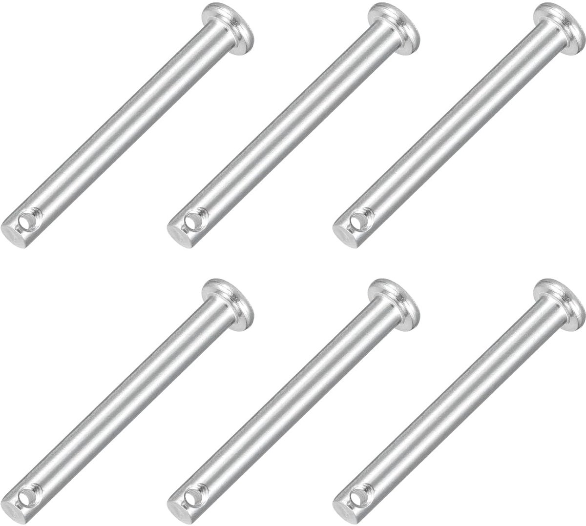 6 stuks M4 x 35 mm enkele gat vorkpennen 304 roestvrij staal platte kop vorkpennen Hitch Pin voor aanhanger, vergrendeling, monteur, reparatie, meubelmontage, industriële inrichtingen