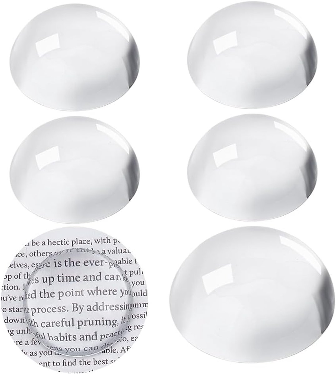 PandaHall 5 stks Crystal Dome 1,5 inch Presse-papier papier vergrootglas ronde glazen blok kantoor desktop accessoires grappige kantoor aandenken geschenk tafelblad dec voor lezen thuis