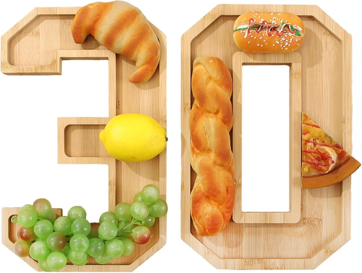 nummer Charcuterie -planken, 12 "Nummer Serveer Trays Vulbare voedselschotels Fruitsalade Kaas Groentevoedselgerechten voor verjaardagsfeestje Decor (30)