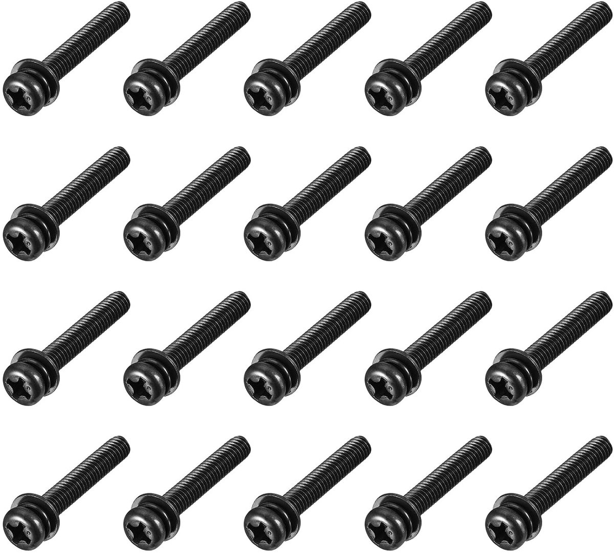 M4 x 25 mm schroevenset, 20 stuks roestvrijstalen schroeven, meubelschroeven, assortiment schroeven, machineschroeven, bouten gecombineerd met veerring en sluitringen voor reparaties