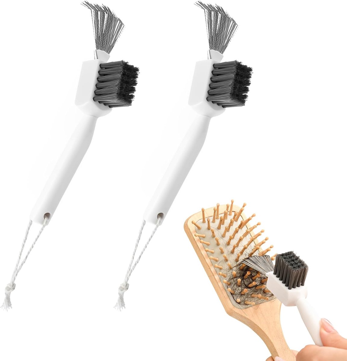 2 Pack 2-in-1 haarborstelreiniger, haarborstelreiniger gereedschapkam reiniger, zelfreinigende haarborstel voor het verwijderen van haar en stof thuis of in de salon