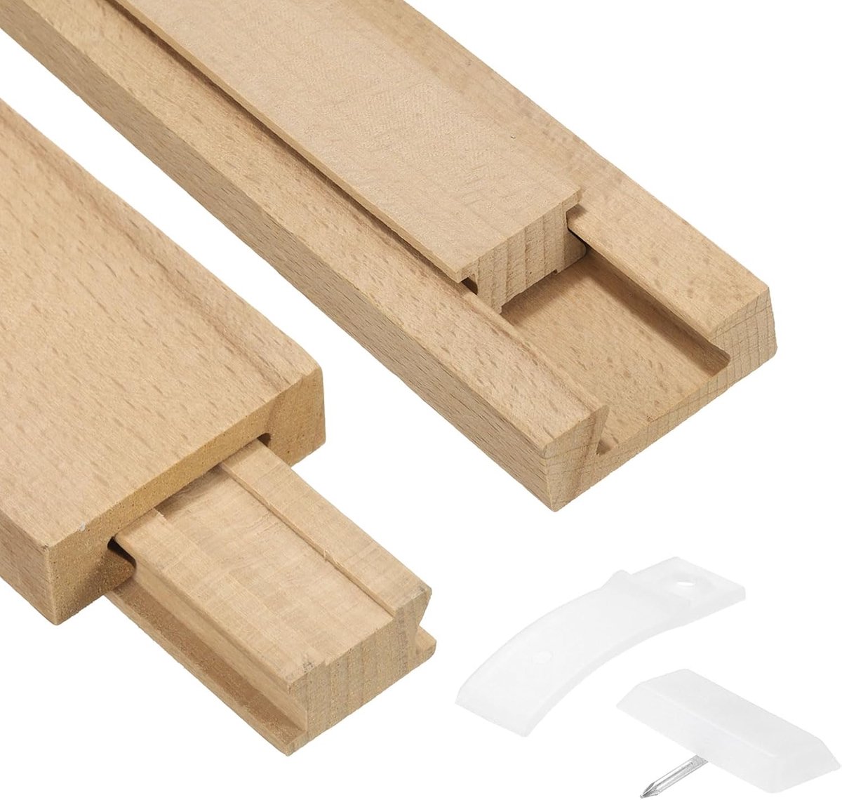 4 sets glijrails van hout, 30 cm, bruin, middenmontage, hout en kunststof
