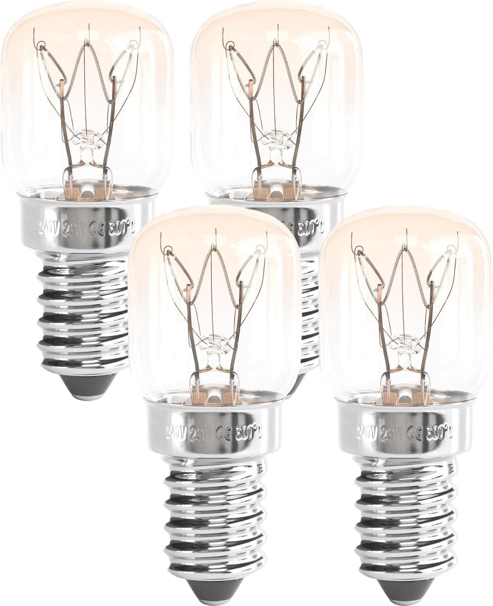 greate 4x E14 ovenlamp 25W 300 graden hittebestendig - lamp voor oven, sauna, lavalamp, zoutlamp, 175 lm 2700K