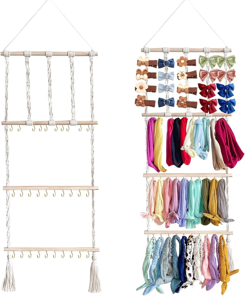 Haarelastiekjes voor het opbergen van haaraccessoires, kindersieraden, organizer, sieradenopslag, kettingen, haarelastiek, organizer, haarband, standaard, hangende haarspelhouder en opslag voor